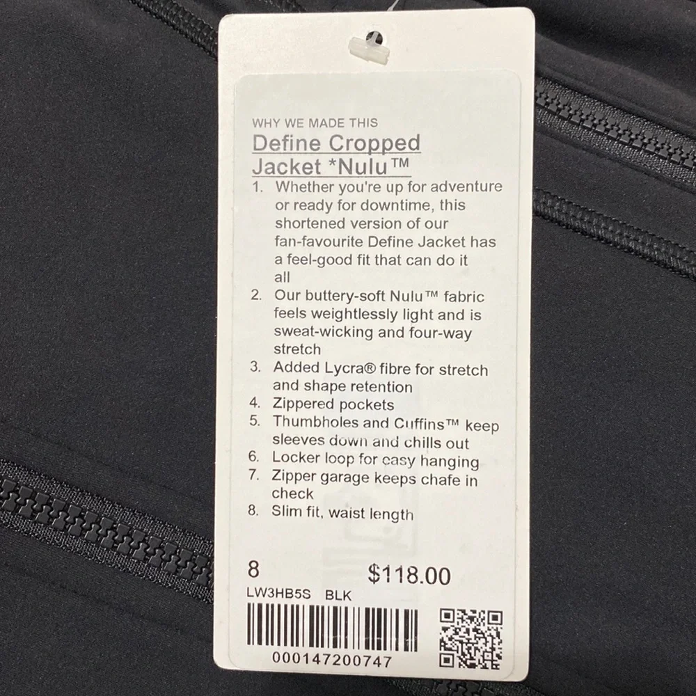 Lululemon Nulu Cropped Define Jacket Black - Picture 5 of 6